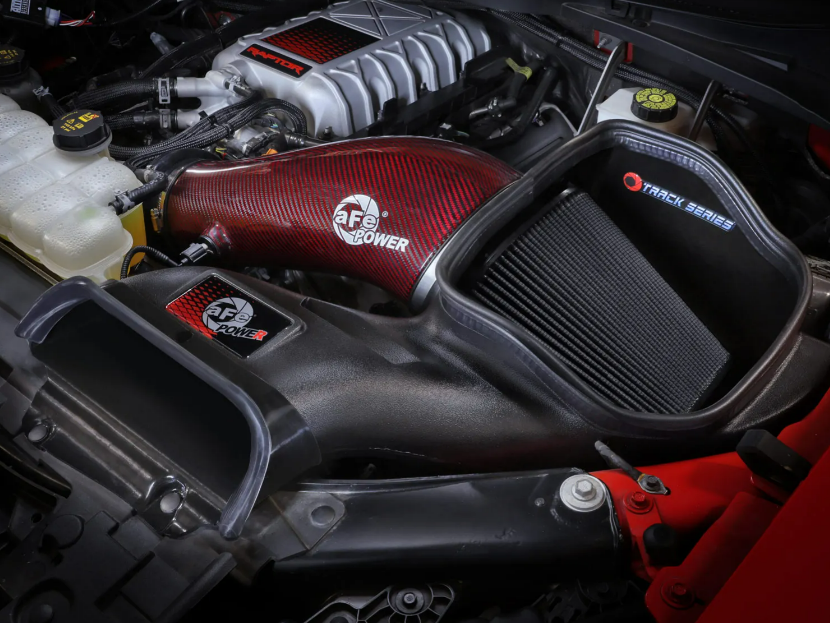 Track Series Red Kevlar Carbon Fiber Cold Air Intake System w/ Black Pro 5R Filter