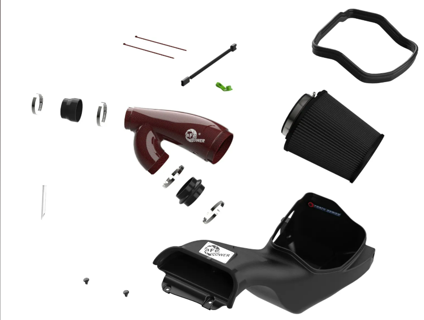 Track Series Red Kevlar Carbon Fiber Cold Air Intake System w/ Black Pro 5R Filter