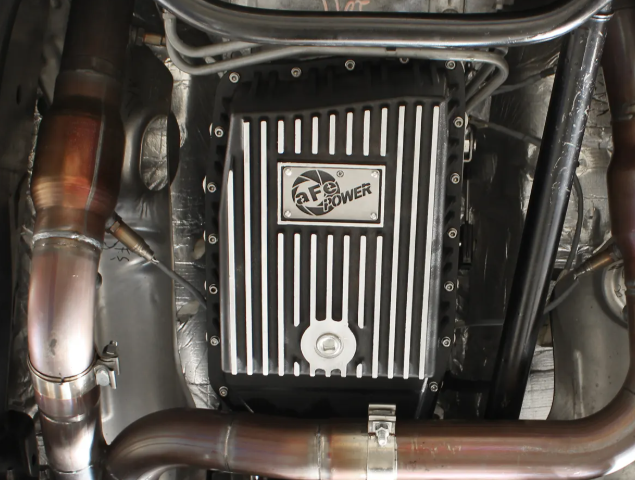 aFe POWER Pro Series Transmission Pan Black w/ Machined Fins