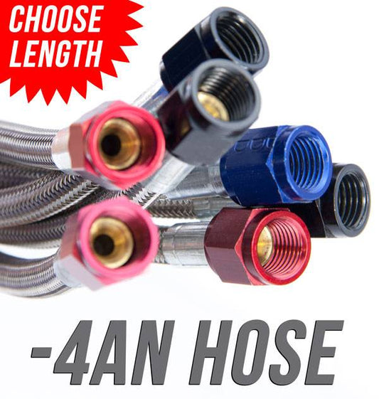 Nitrous Outlet -4 Stainless Steel Braided Hose 12" blue